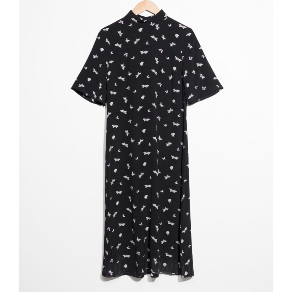 & Other Stories Mock Neck Butterfly Dress